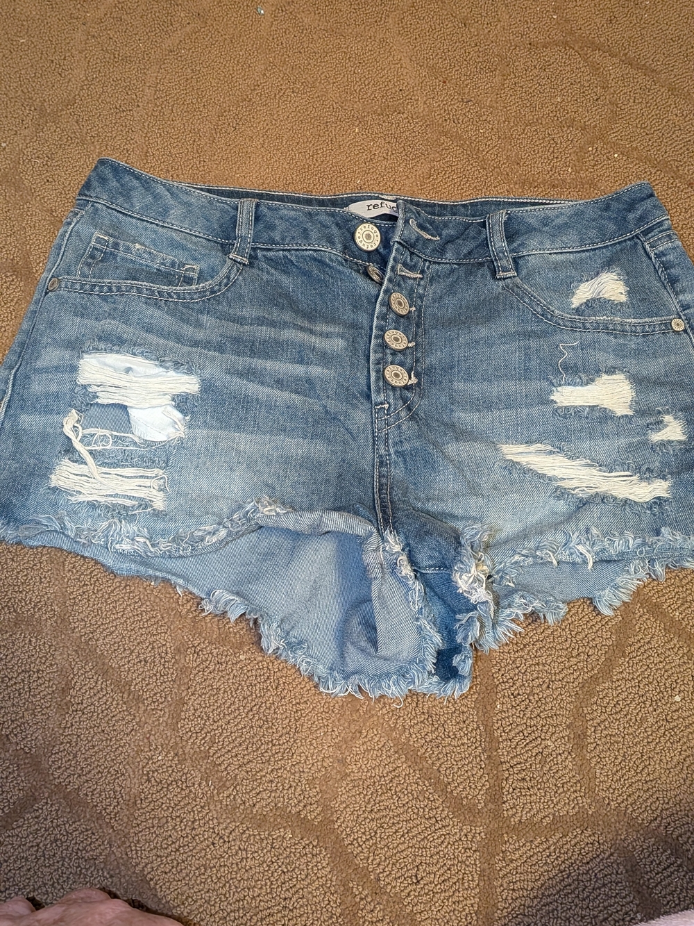 refuge Distressed Button-Fly Denim Shorts JEANS WOMENS 8 VINTAGE